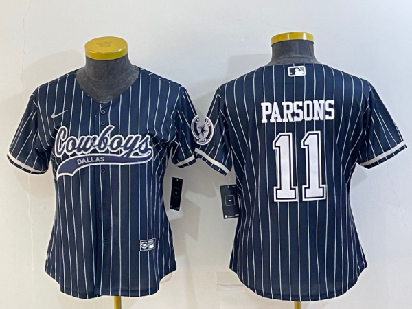 Women Dallas Cowboys #11 Micah Parsons Navy Baseball Nike Jersey