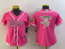 Women Minnesota Vikings Pink Team Big Logo With Patch Baseball Nike Jersey