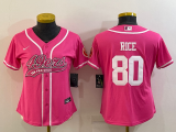 Women San Francisco 49ers #80 Jerry Rice Pink Baseball Nike Jersey