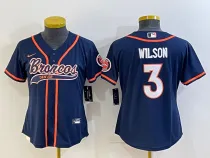 Women Denver Broncos #3 Russell Wilson Blue Baseball Nike Jersey