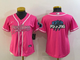 Women Carolina Panthers Pink Team Big Logo With Patch Baseball Nike Jersey