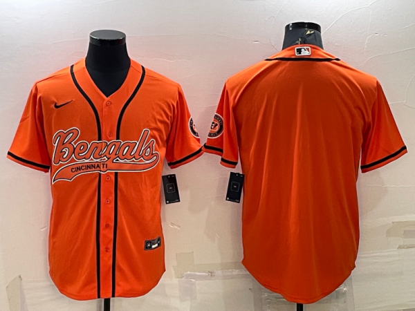 Men's Cincinnati Bengals Blank Orange Baseball Jersey