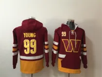 Men's Washington Commanders #99 Chase Young Burgundy Lace-Up Pullover Hoodie