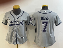 Women Dallas Cowboys #7 Trevon Diggs Grey Baseball Nike Jersey