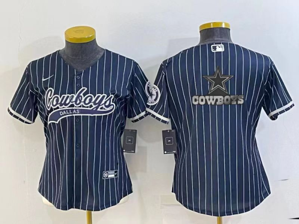 Women Dallas Cowboys Navy Team Big Logo With Patch Baseball Nike Jersey