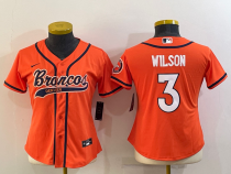 Women Denver Broncos #3 Russell Wilson Orange Baseball Nike Jersey