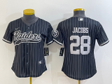 Women Las Vegas Raiders #28 Josh Jacobs Black Baseball Nike Jersey