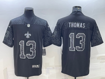 Men's New Orleans Saints #13 Michael Thomas Black Reflective Limited Jersey