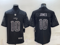 Men's New England Patriots #10 Mac Jones Black Reflective Limited Jersey