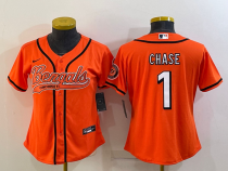 Women Cincinnati Bengals #1 Ja'Marr Chase Orange Baseball Nike Jersey