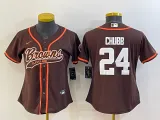 Women Cleveland Browns #24 Nick Chubb Brown Baseball Nike Jersey