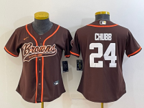 Women Cleveland Browns #24 Nick Chubb Brown Baseball Nike Jersey