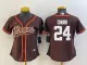 Women Cleveland Browns #24 Nick Chubb Brown Baseball Nike Jersey