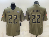 Men's Tennessee Titans #22 Derrick Henry 2022 Olive Salute To Service Limited Jersey