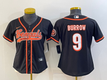 Women Cincinnati Bengals #9 Joe Burrow Black Baseball Nike Jersey