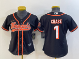 Women Cincinnati Bengals #1 Ja'Marr Chase Black Baseball Nike Jersey