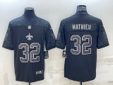 Men's New Orleans Saints #32 Tyrann Mathieu Black Reflective Limited Jersey