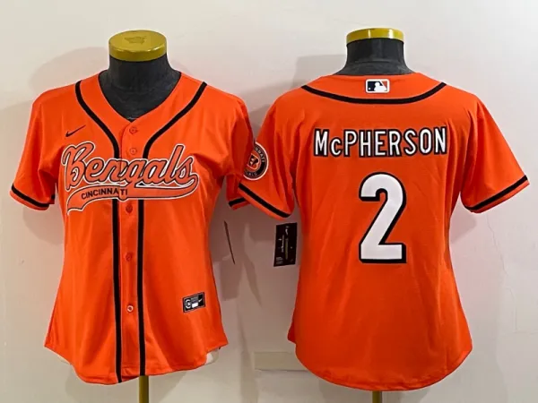 Women Cincinnati Bengals #2 Evan McPherson Orange Baseball Nike Jersey