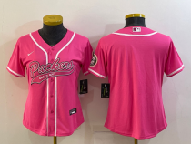 Women Green Bay Packers Blank Pink Baseball Nike Jersey