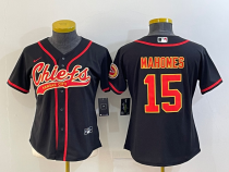 Women Kansas City Chiefs #15 Patrick Mahomes Black Baseball Nike Jersey