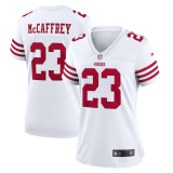 Women San Francisco 49ers #23 Christian McCaffrey 2022 New White Vapor Untouchable Limited Jersey