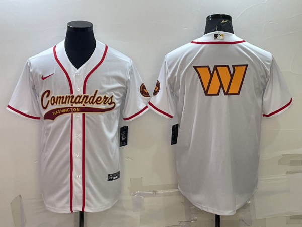 Washington Commanders White Big Logo With Patch Baseball Nike Jersey