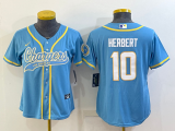 Women Los Angeles Chargers #10 Justin Herbert Light Blue Baseball Nike Jersey