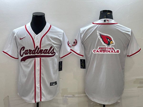 Men's Arizona Cardinals White Big Logo With Patch Baseball Nike Jersey