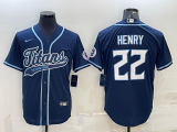 Men's Tennessee Titans #22 Derrick Henry Navy Baseball Nike Jersey