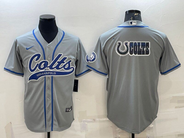 Men's Indianapolis Colts GreyTeam Big Logo With Patch Baseball Nike Jersey