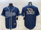 Men's Tennessee Titans Navy Big Logo With Patch Baseball Nike Jersey