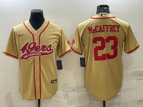 Men's San Francisco 49ers #23 Christian McCaffrey Gold Baseball Nike Jersey