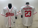 Men's San Francisco 49ers #23 Christian McCaffrey White Baseball Nike Jersey