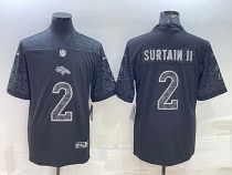 Men's Denver Broncos #2 Patrick Surtain II Black Reflective Limited Jersey