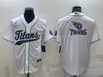 Men's Tennessee Titans White Big Logo With Patch Baseball Nike Jersey