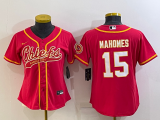 Women Kansas City Chiefs #15 Patrick Mahomes Red Baseball Nike Jersey