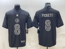 Men's Pittsburgh Steelers #8 Kenny Pickett Black Reflective Limited Jersey