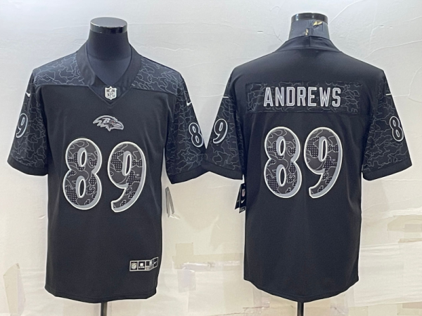 Men's Baltimore Ravens #89 Anderws Black Reflective Limited Jersey