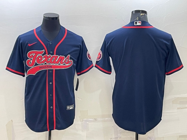 Men's Houston Texans Blank Navy Baseball Jersey