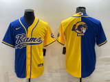 Men's Los Angeles Rams Blue/Yellow Team Big Logo With Patch Baseball Nike Jersey