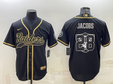 Men's Las Vegas Raiders #28 Josh Jacobs Black Gold Team Big Logo With Patch Jersey