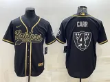Men's Las Vegas Raiders #4 Derek Carr  Black Gold Team Big Logo With Patch Jersey