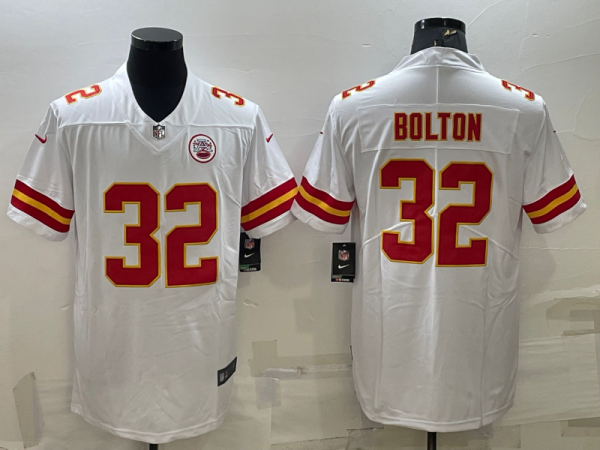 Men's Kansas City Chiefs #32 Bolton White Vapor Untouchable Limited Jersey