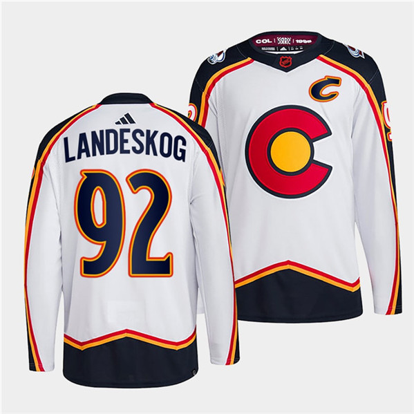 Men's Colorado Avalanche #92 Gabriel Landeskog White 2022-23 Reverse Jersey