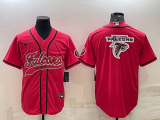 Men's Atlanta Falcons Red Team Big Logo With Patch Baseball Nike Jersey