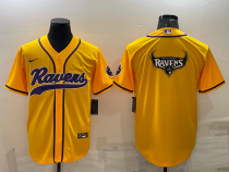 Men's Baltimore Ravens Yellow Team Big Logo With Patch Baseball Nike Jersey