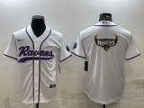 Men's Baltimore Ravens White Team Big Logo With Patch Baseball Nike Jersey