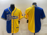 Men's Los Angeles Rams Blank Blue/Yellow Split Baseball Nike Jersey