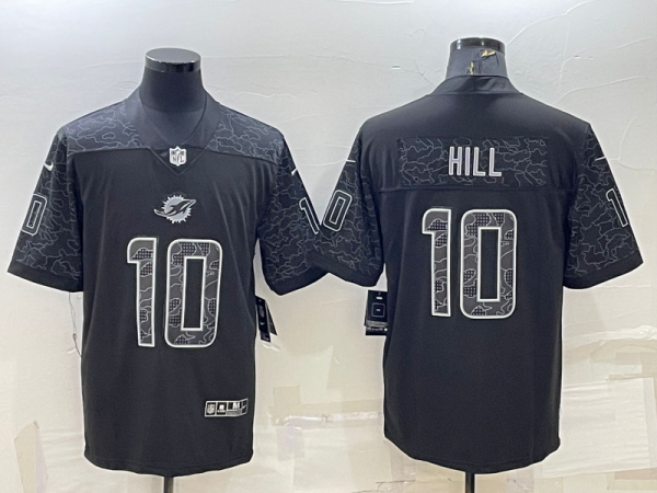 Men’s Miami Dolphins #10 Tyreek Hill Black Reflective Limited Jersey