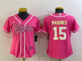 Women Kansas City Chiefs #15 Patrick Mahomes Pink Baseball Nike Jersey